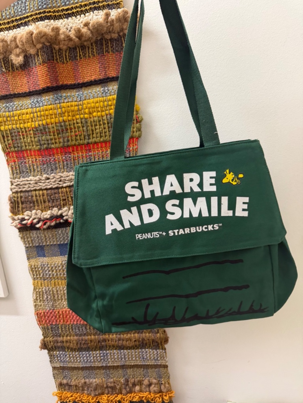 Starbucks x Snoopy Green House Canvas Bag Commuter Tote Bag NWOT - Picture 8 of 8